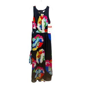 NEW Boho EY Boutique Art to Wear Maxi Dress Sz 12 Sleeveless Flowers Of Paradise